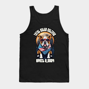 Total Solar Eclipse 2024 Funny Bulldog American Tank Top